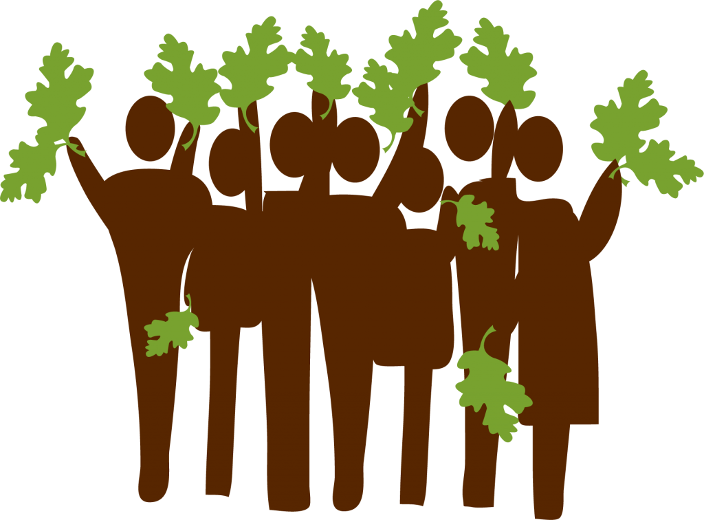 Tree people cheerleading