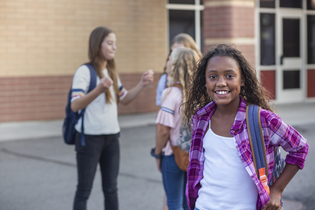 girl with backpack
