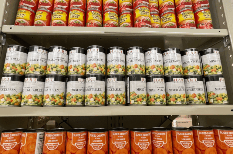 Cans on shelf