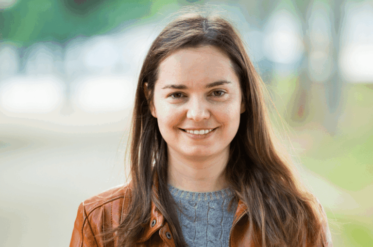 Woman smiling outside