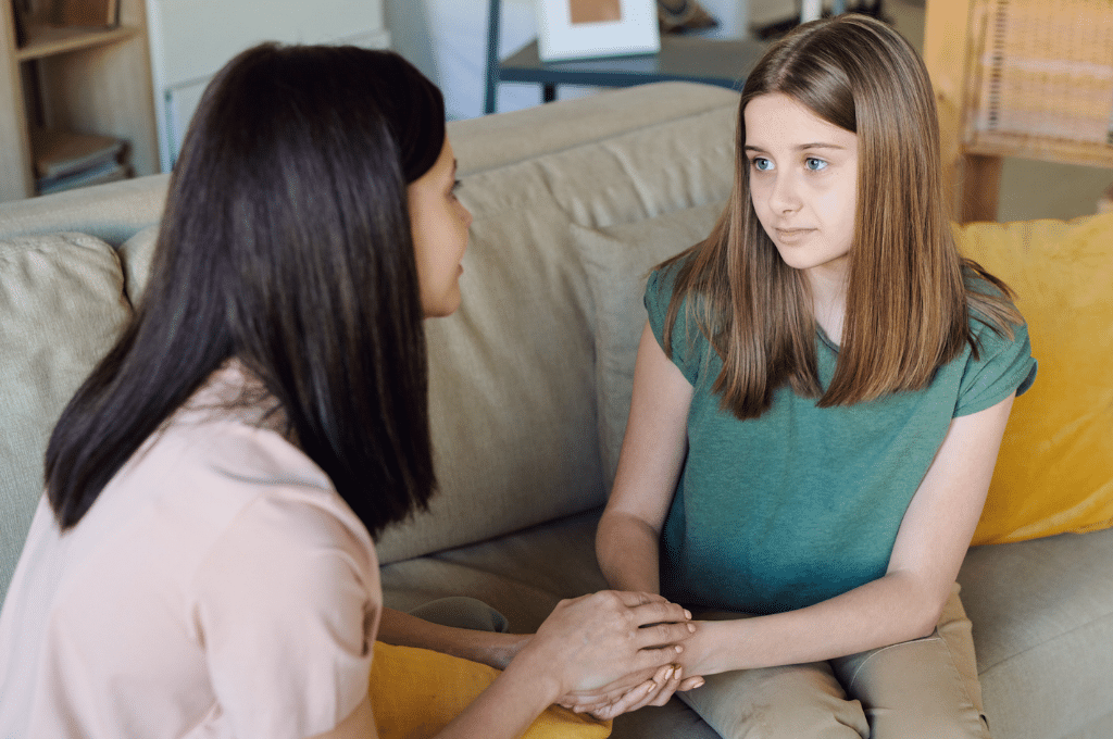 Mother and daughter having a discussion