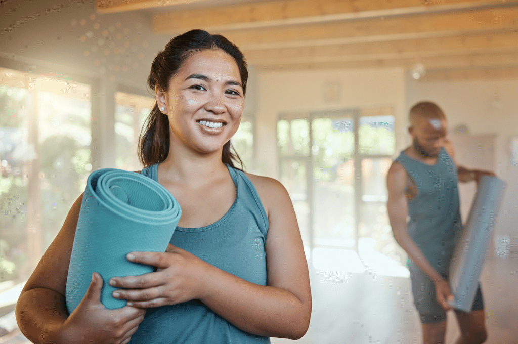 Woman in yoga class