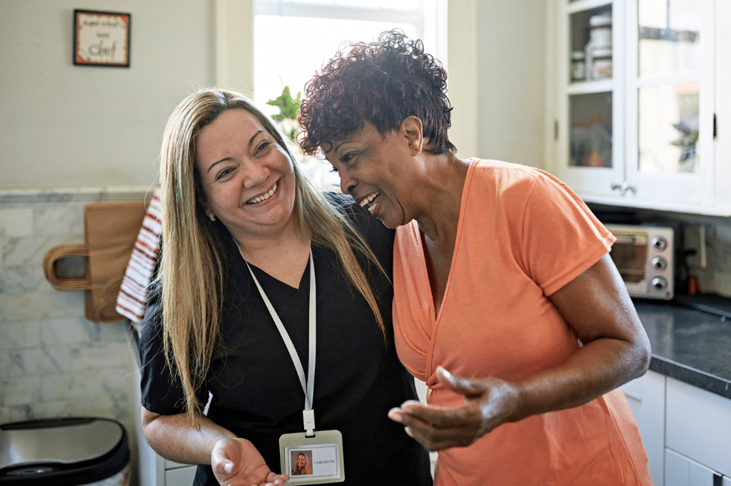 Friend checking on caregiver