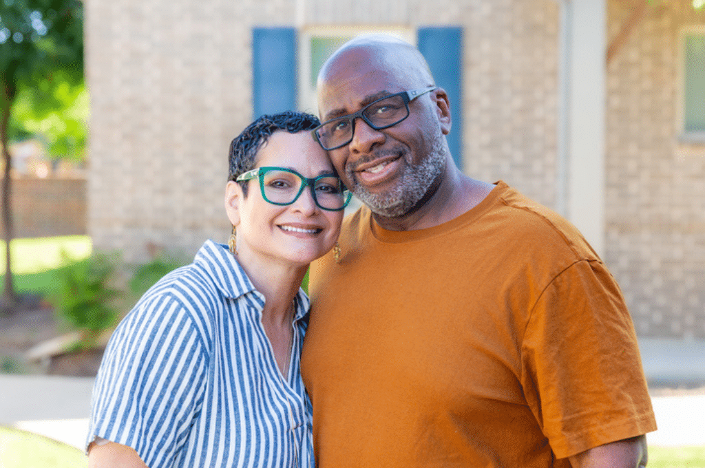 Husband and wife outside