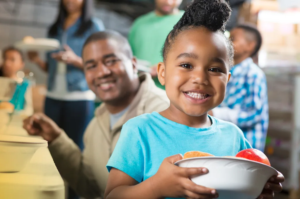 Food Pantry family eating a meal
