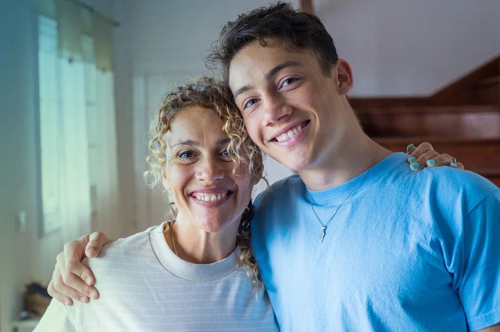 Mom and Son Smiling