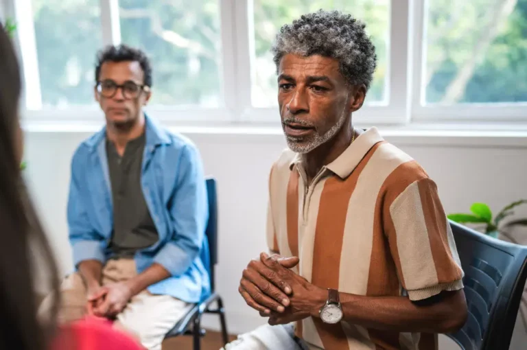 Men in group therapy